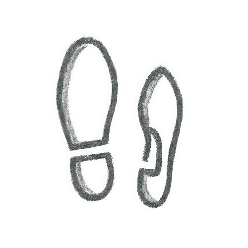 Icona disegnata a mano di due impronte di piedi