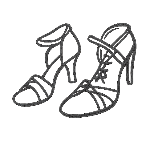 Icona disegnata a mano di scarpe da ballo con tacco