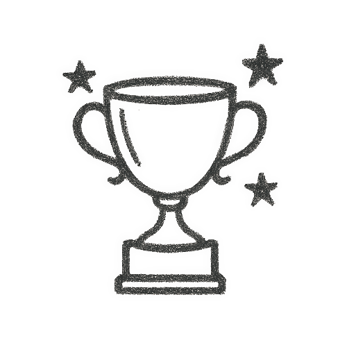 Icona disegnata a mano di un trofeo con stelline