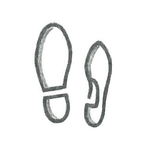 Icona disegnata a mano di due impronte di piedi