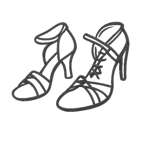 Icona disegnata a mano di scarpe da ballo con tacco