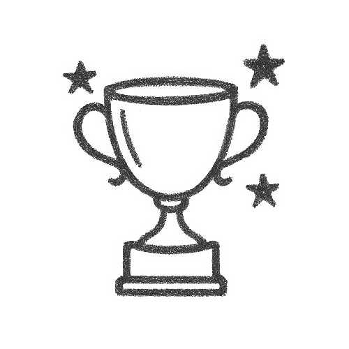 Icona disegnata a mano di un trofeo con stelline